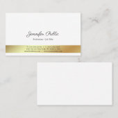 白モダンと金ゴールドのプロフェッショナルプエレガントラン 名刺 (正面/裏面)