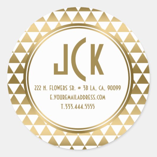 白モダンと金ゴールドの三角形パターン ラウンドシール (正面)