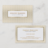 白モダンと金ゴールドの幾何学的パターン 名刺 (正面/裏面)