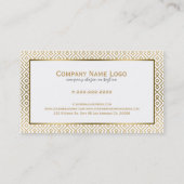 白モダンと金ゴールドの幾何学的パターン 名刺 (裏面)