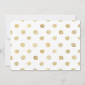 白モダンと金ゴールドの水玉模様の日付の保存 セーブザデート (裏面)