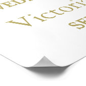 白モダンと金ゴールドの水玉模様結婚の歓迎 ポスター (角)