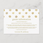 白モダンと金ゴールドの水玉模様結婚の詳細 エンクロージャーカード (正面)