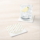 白モダンと金ゴールドの水玉模様結婚 スクエアペーパーコースター (インサイチュ)