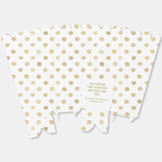 白モダンと金ゴールドの水玉模様結婚 フェイバーボックス (見開き)