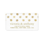 白モダンと金ゴールドの水玉模様結婚 ラベル (正面)