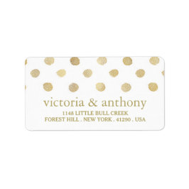 白モダンと金ゴールドの水玉模様結婚 ラベル