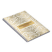 白モダンと金ゴールドの縞模様 ノートブック (右側)