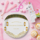 白モダンと金ゴールドイスラーム結婚ズ ペーパープレート (パーティー)