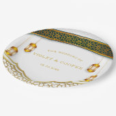 白モダンと金ゴールドイスラーム結婚ズ ペーパープレート (アングル)