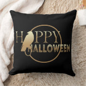 白モダンと金ゴールドシック大人ハッピーハローウィン クッション (ブランケット)
