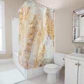 白モダンと金ゴールド絵を描ブラシの背景テクスチャ シャワーカーテン (インサイチュ)