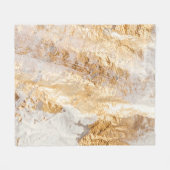 白モダンと金ゴールド絵を描ブラシの背景テクスチャ フリースブランケット (正面(横))