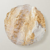白モダンと金ゴールド絵を描ブラシの背景テクスチャ ラウンドクッション (裏面)