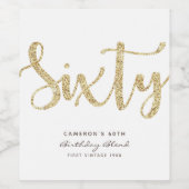 白モダンと金ゴールド60誕生日パーソナライズされた ワインラベル (シングルラベル)