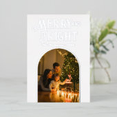 白モダンと銀のクリスマスフォト 箔シーズンカード (立ち正面)