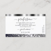 白モダンと銀のグリッターのきらめく輝き 名刺 (裏面)