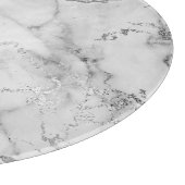 白モダンと銀のグリッター大理石パターン カッティングボード (角)