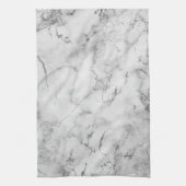 白モダンと銀のグリッター大理石パターン キッチンタオル (縦)