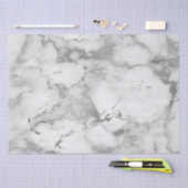 白モダンと銀の大理石模様 薄葉紙 (クラフト)