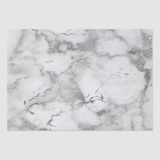 白モダンと銀の大理石模様 薄葉紙 (正面)