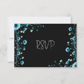 白モダンと青のフローラ結婚 出欠カード (裏面)