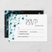 白モダンと青のフローラ結婚 出欠カード (正面/裏面)
