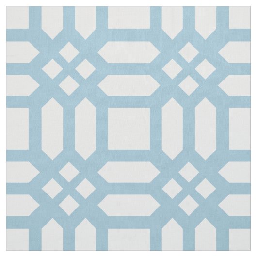 白モダンと青の幾何学的パターン ファブリック (見本)
