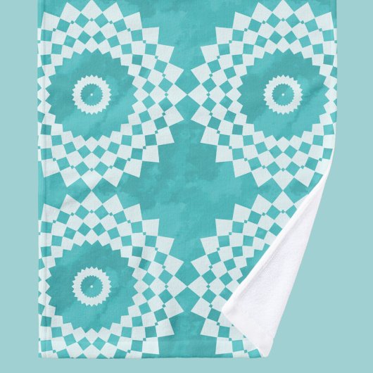 白モダンと青の曼荼羅 バスタオルセット