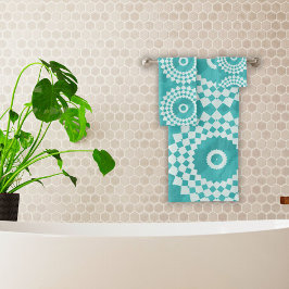 白モダンと青の曼荼羅 バスタオルセット