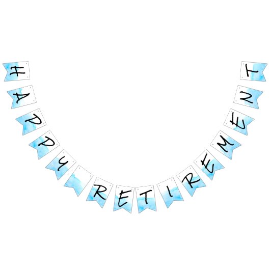 白モダンと青の水色ハッピーリタイア バンティングフラッグ (全)