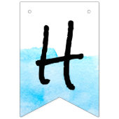 白モダンと青の水色ハッピーリタイア バンティングフラッグ (第1の旗)