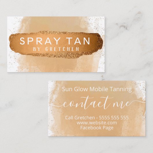 白モダンと青銅の移動式スプレータン 名刺 (正面/裏面)