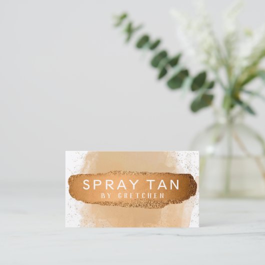 白モダンと青銅の移動式スプレータン 名刺 (スタンド正面)