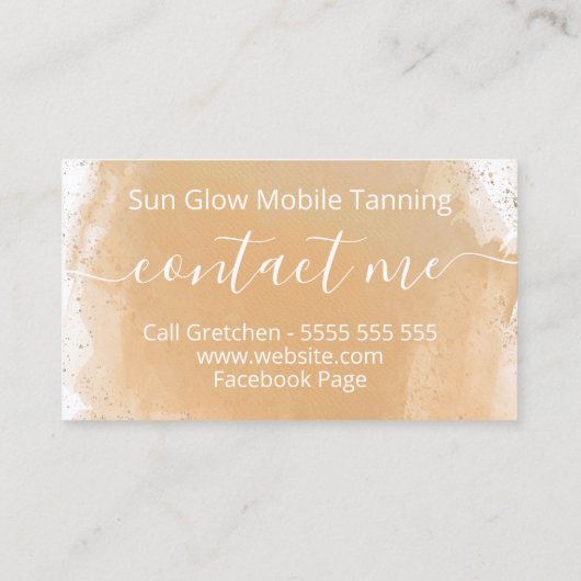 白モダンと青銅の移動式スプレータン 名刺 (裏面)