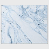 白モダンと青 – 灰色の大理石の渦巻き ラッピングペーパー (フラット)