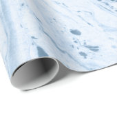 白モダンと青 – 灰色の大理石の渦巻き ラッピングペーパー (ロールコーナー)