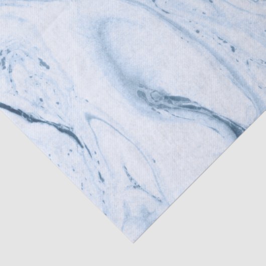 白モダンと青 – 灰色の大理石の渦巻き 薄葉紙 (詳細)