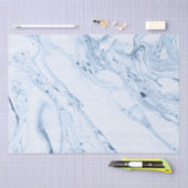 白モダンと青 – 灰色の大理石の渦巻き 薄葉紙 (クラフト)