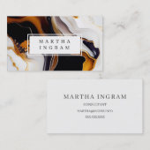 白モダンと黒と黄金の抽象芸術ブシン 名刺 (正面/裏面)