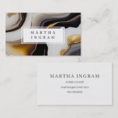 白モダンと黒と黄金の抽象芸術 名刺 (正面/裏面)