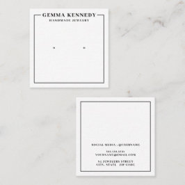 白モダンと黒のイヤリング表示カード スクエア名刺