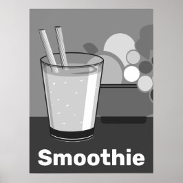 白モダンと黒のキッチン ポスター