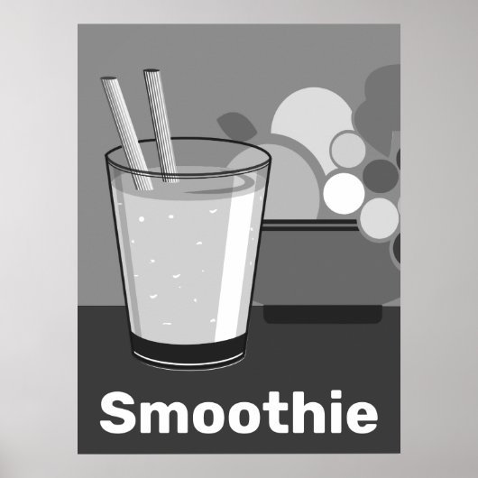 白モダンと黒のキッチン ポスター (正面)