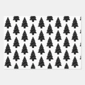 白モダンと黒のクリスマスツリーギフト ラッピングペーパーシート (正面3)