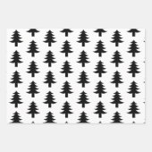 白モダンと黒のクリスマスツリーギフト ラッピングペーパーシート (正面2)