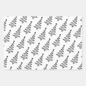 白モダンと黒のクリスマスツリーギフト ラッピングペーパーシート (正面)