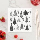 白モダンと黒のクリスマスツリー スタンダードランチョンナプキン (インサイチュ)