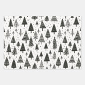 白モダンと黒のクリスマスツリー ラッピングペーパーシート (正面2)