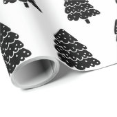 白モダンと黒のクリスマスツリー ラッピングペーパー (ロールコーナー)